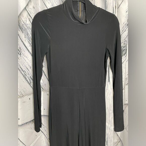 Black Long Sleeve Catsuit Jumpsuit Zip Up Back Small - Picture 3 of 4